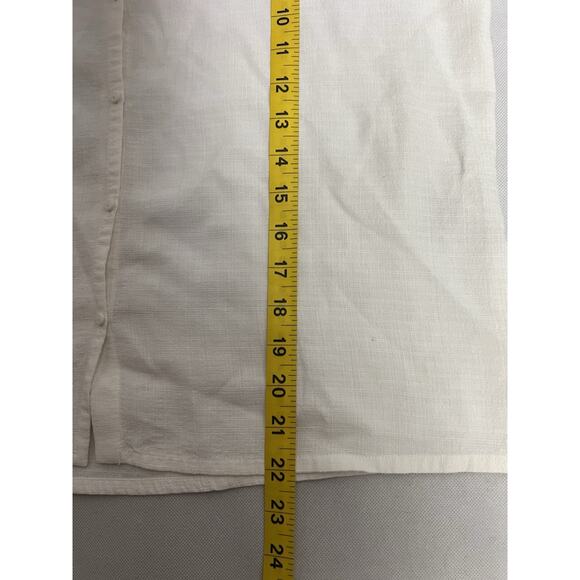 Eileen Fisher Shirt Womens White Button Up Linen Size Large PM Lagenlook - Picture 7 of 8